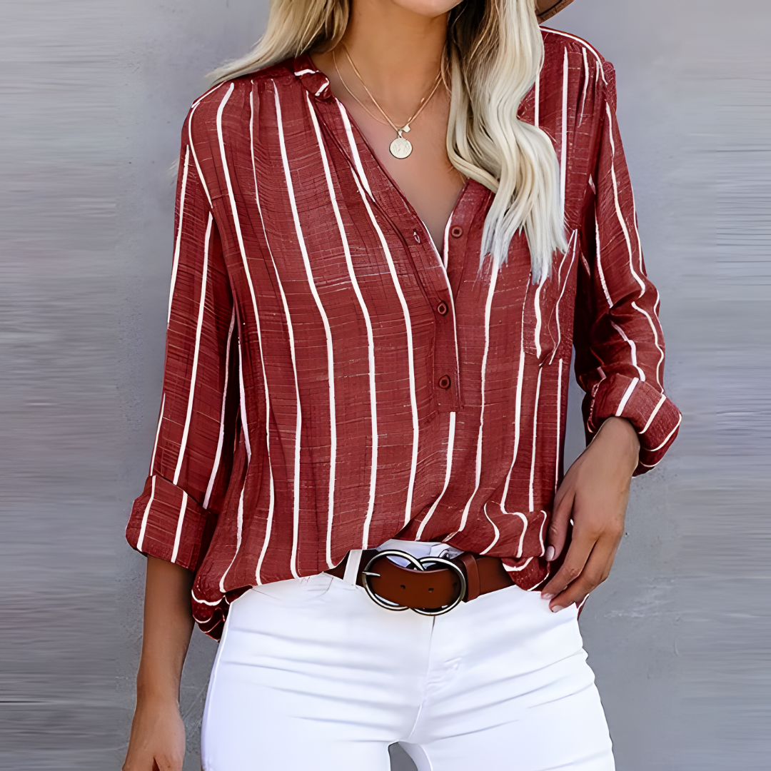 Trendy striped women's blouse