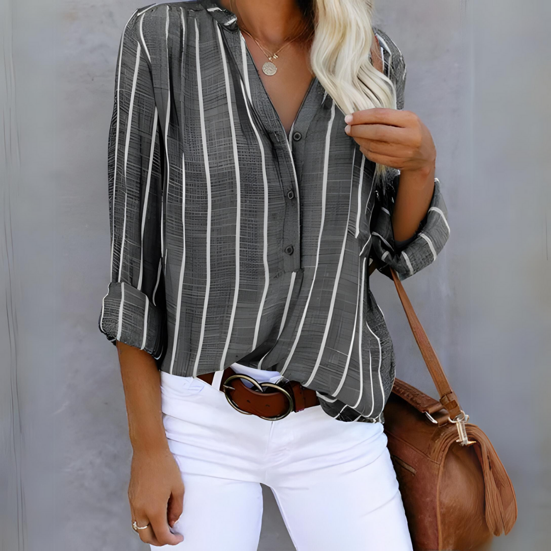 Trendy striped women's blouse