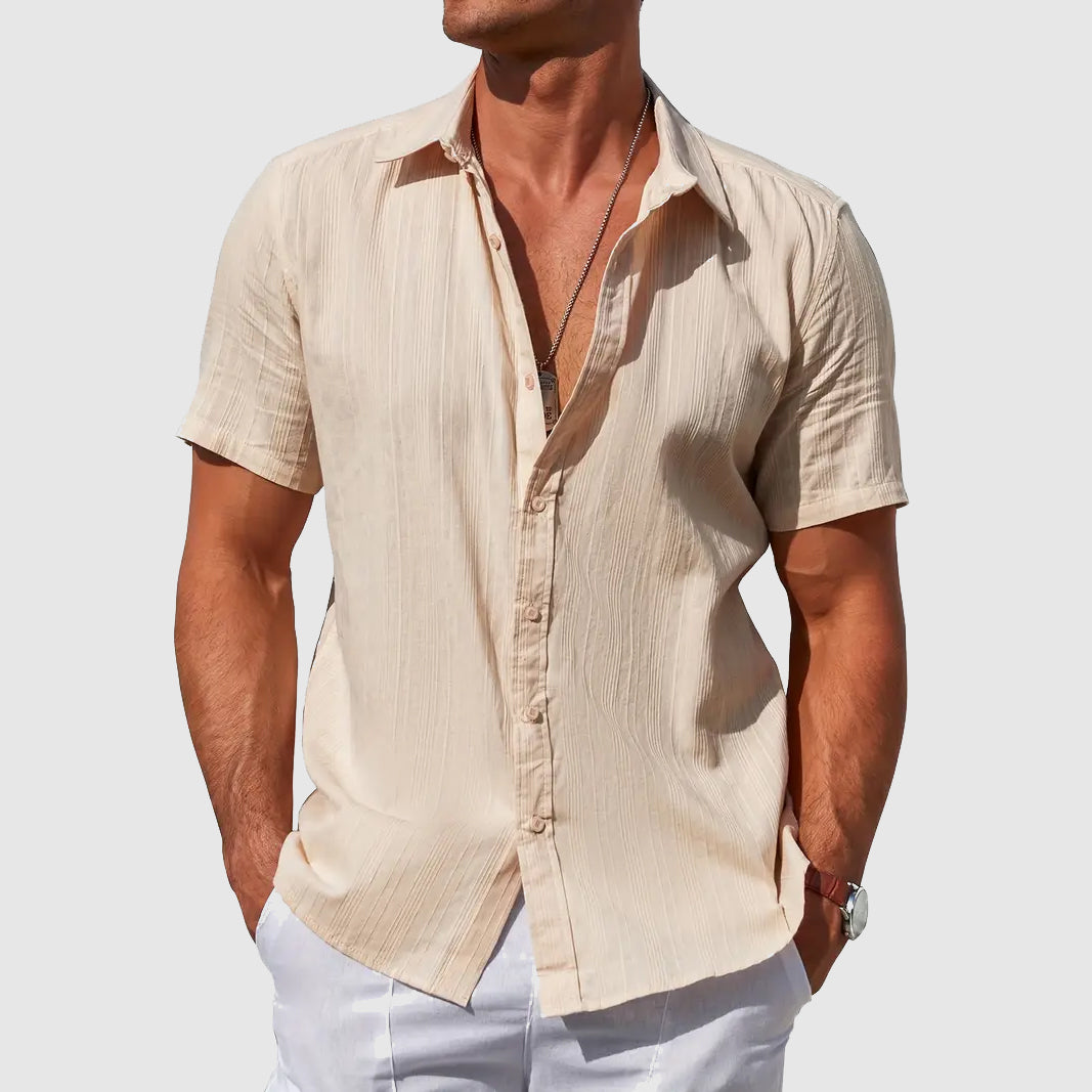 Men's Short Sleeve Linen Feel Shirt