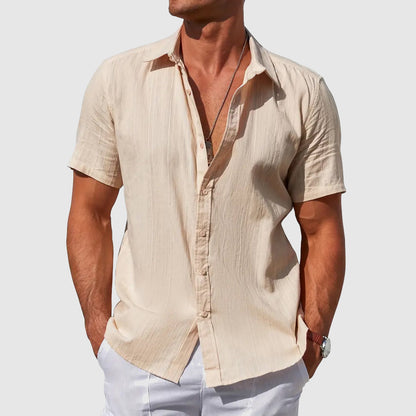 Men's Short Sleeve Linen Feel Shirt