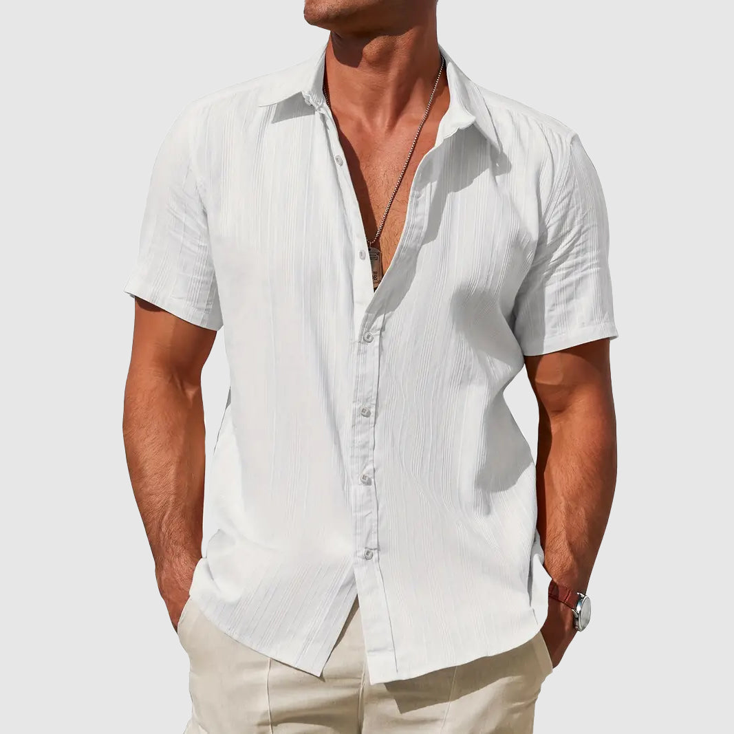 Men's Short Sleeve Linen Feel Shirt