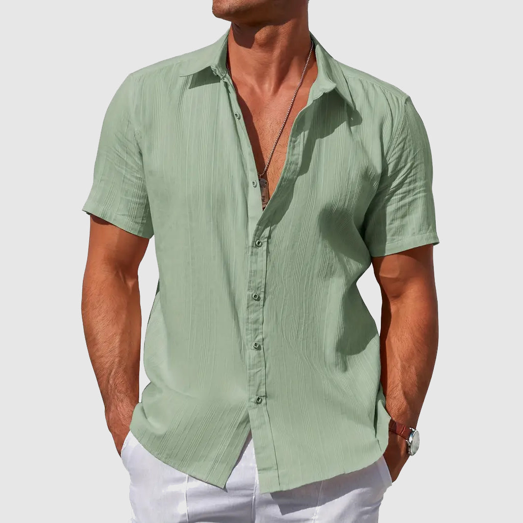 Men's Short Sleeve Linen Feel Shirt