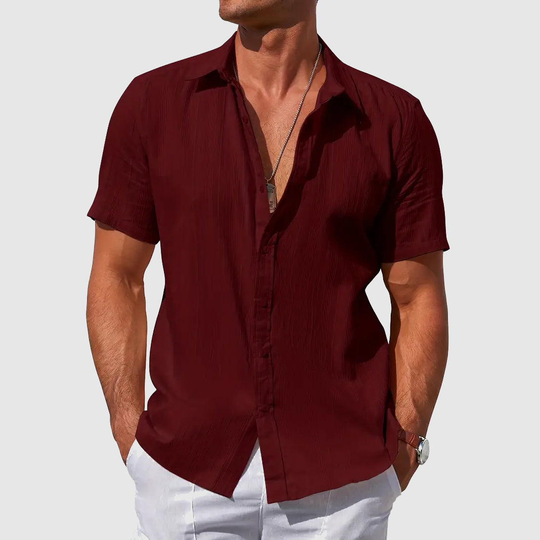Men's Short Sleeve Linen Feel Shirt