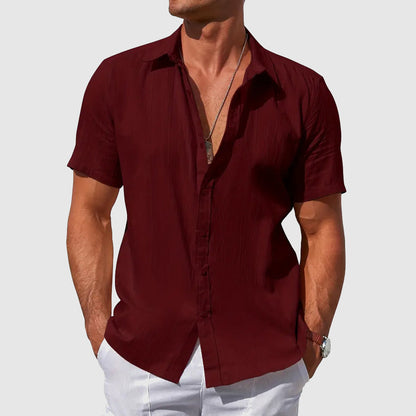 Men's Short Sleeve Linen Feel Shirt
