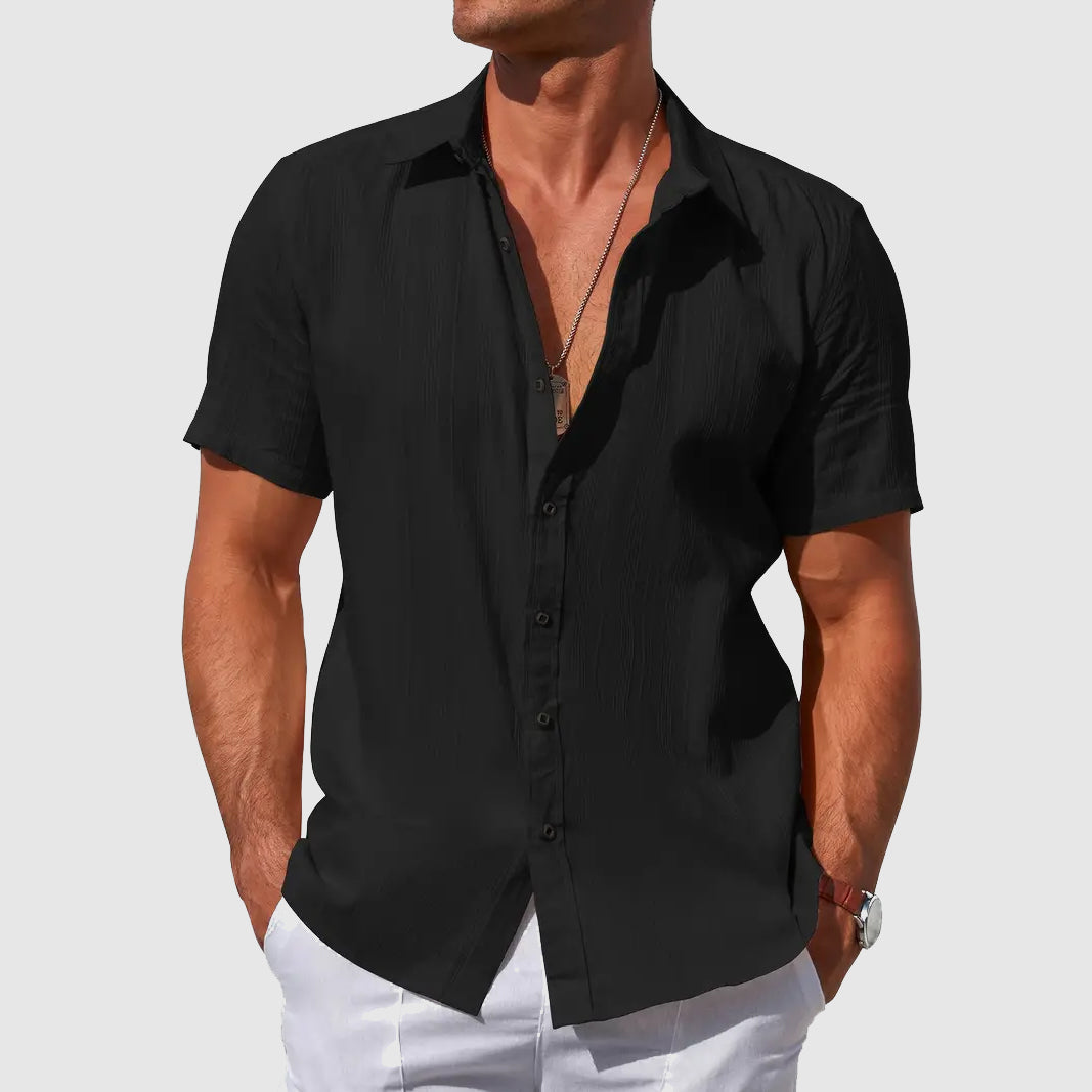 Men's Short Sleeve Linen Feel Shirt