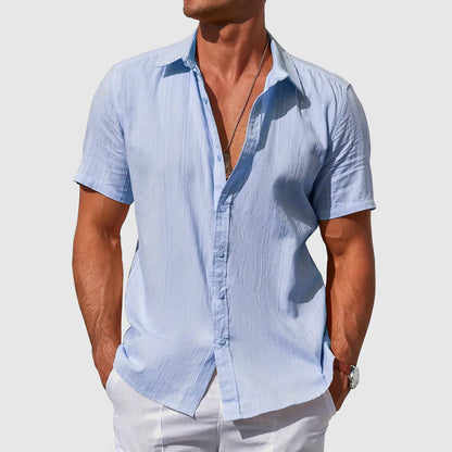 Men's Short Sleeve Linen Feel Shirt