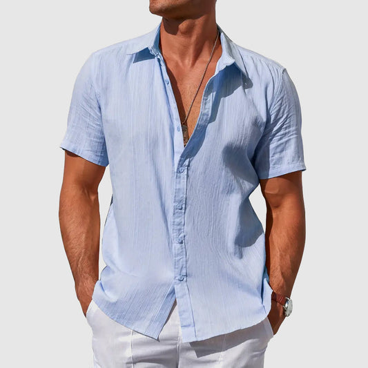 Men's Short Sleeve Linen Feel Shirt
