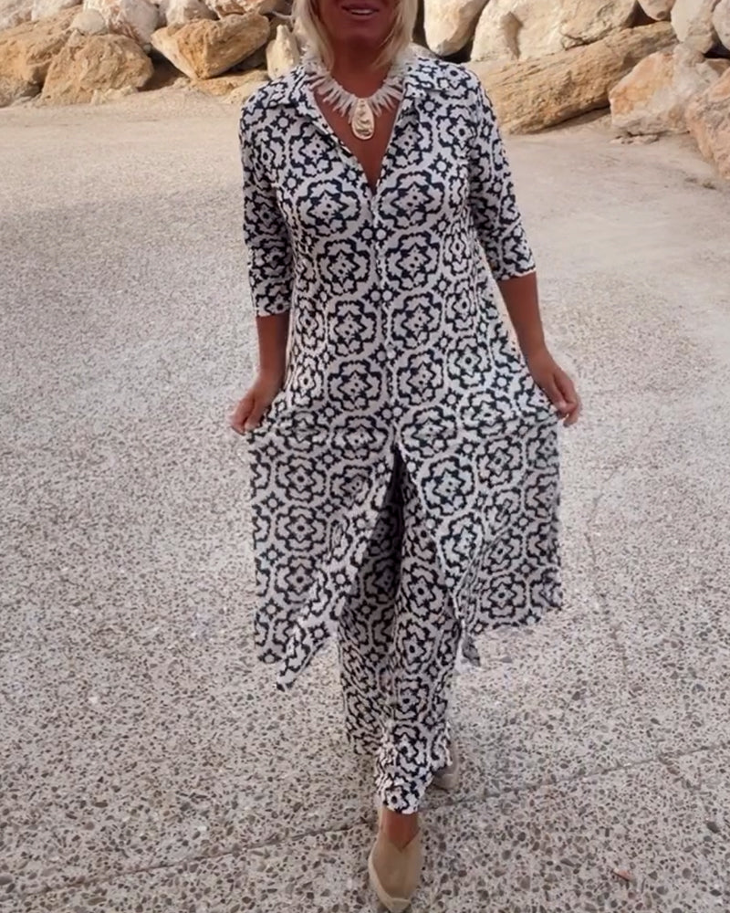 Geometric Tailored Two-Piece Set