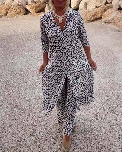 Geometric Tailored Two-Piece Set
