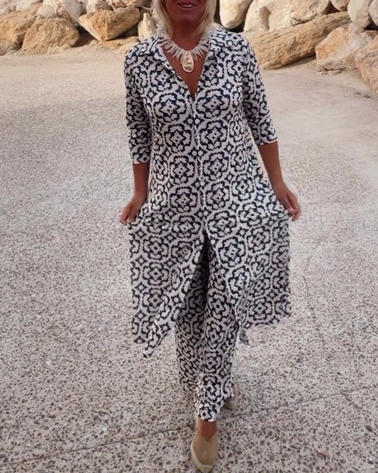 Geometric Tailored Two-Piece Set