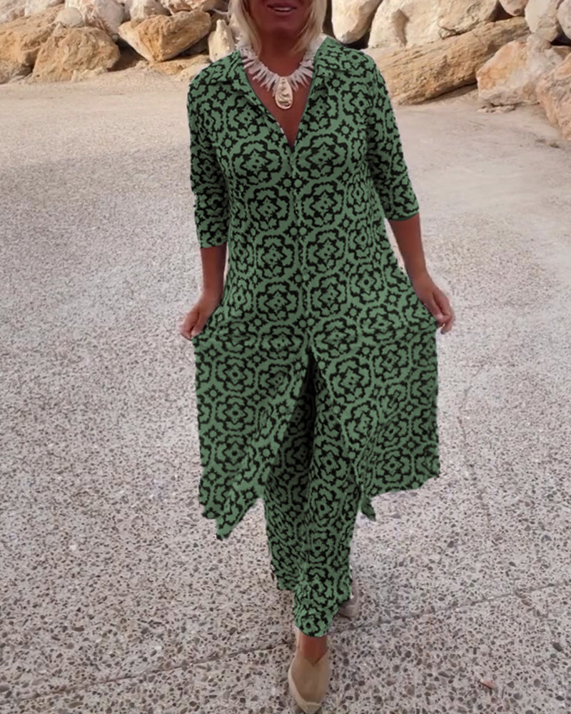Geometric Tailored Two-Piece Set