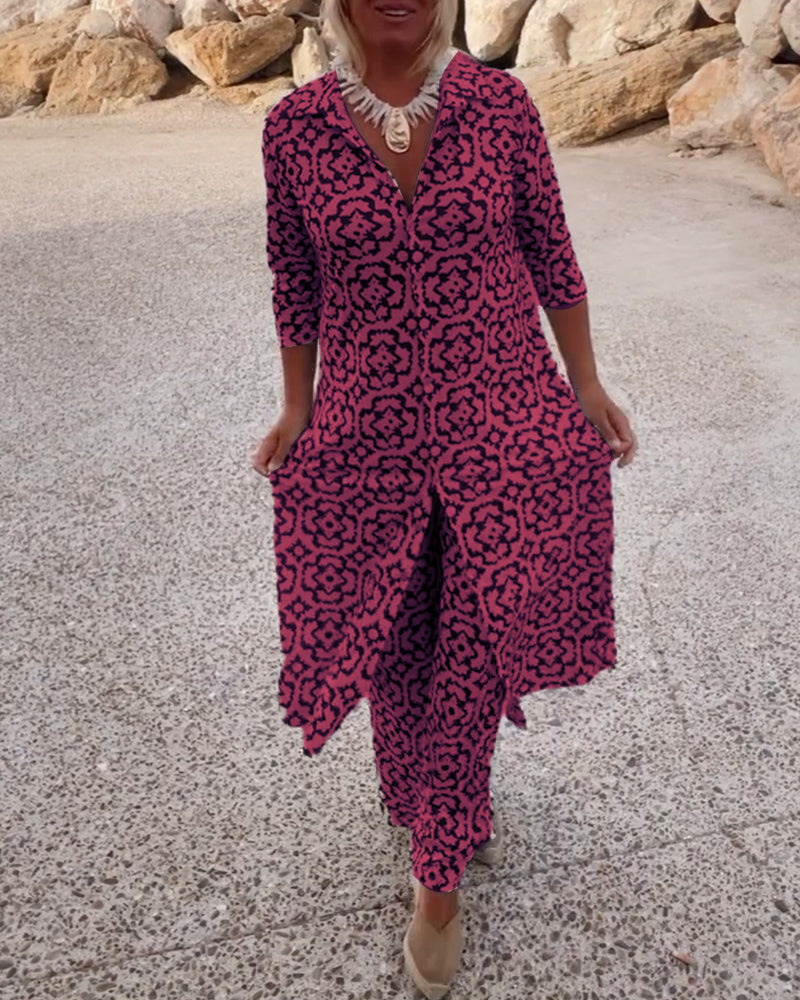 Geometric Tailored Two-Piece Set