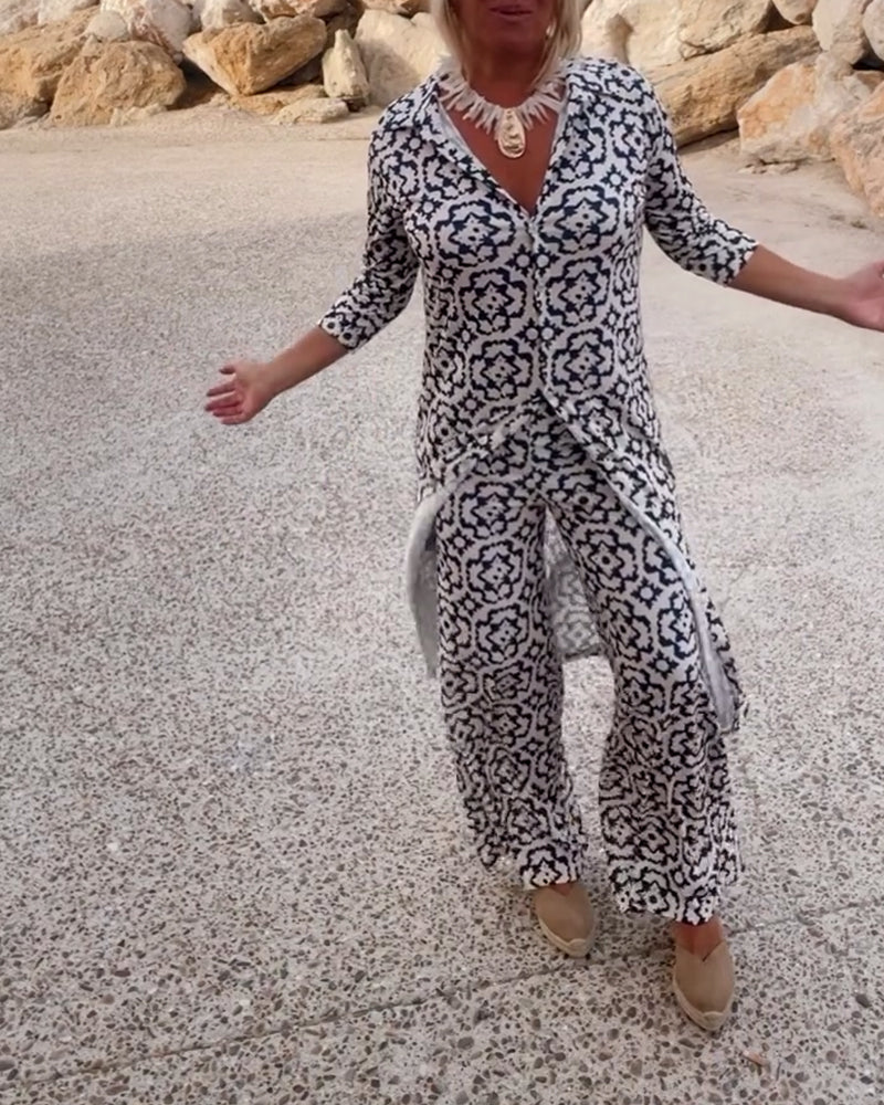 Geometric Tailored Two-Piece Set