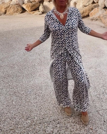 Geometric Tailored Two-Piece Set