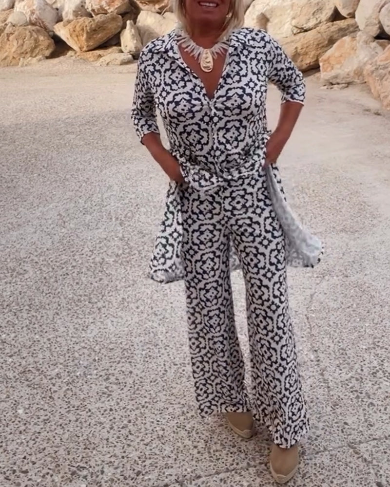 Geometric Tailored Two-Piece Set