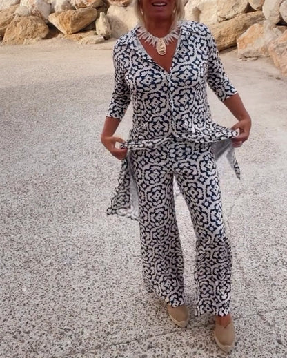 Geometric Tailored Two-Piece Set