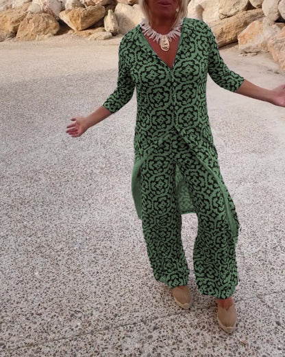 Geometric Tailored Two-Piece Set
