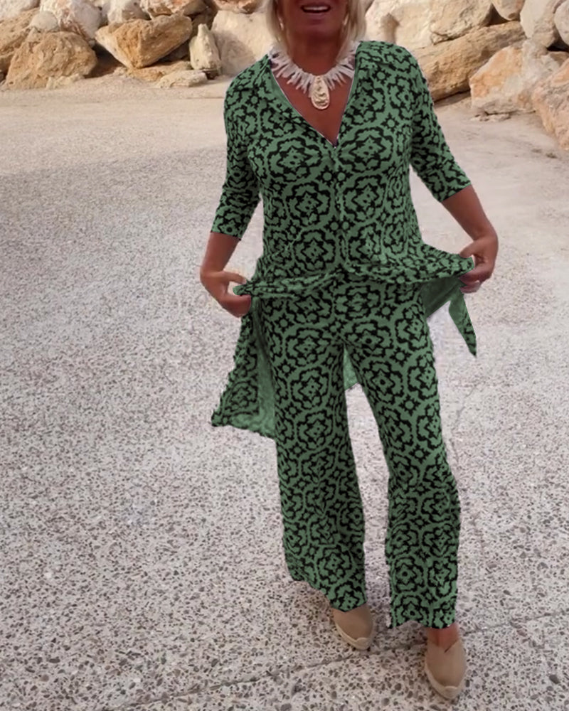 Geometric Tailored Two-Piece Set