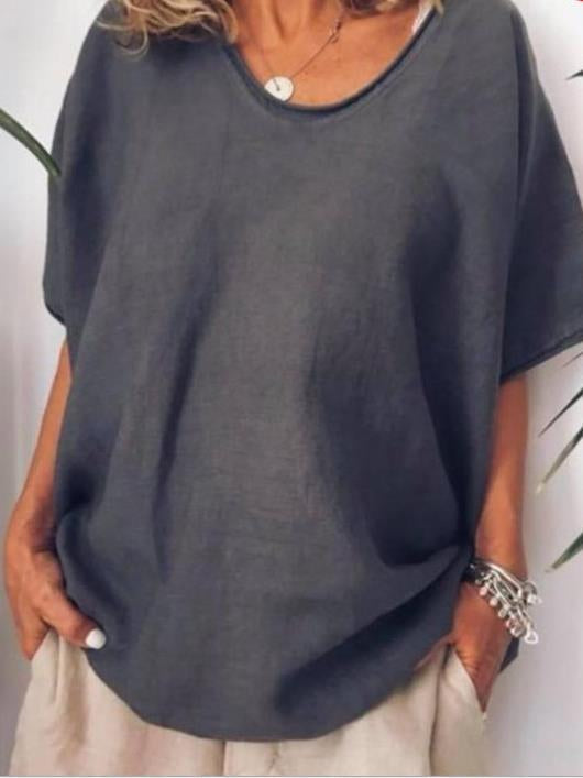 Classic Short Sleeve Blouse Women Loose Fit Timeless