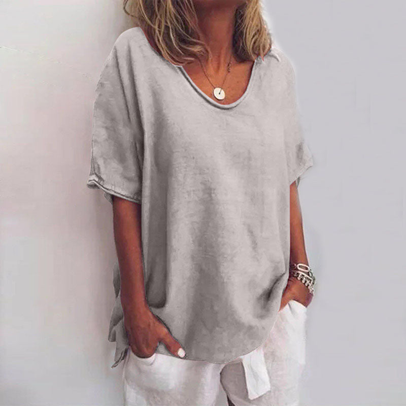 Classic Short Sleeve Blouse Women Loose Fit Timeless