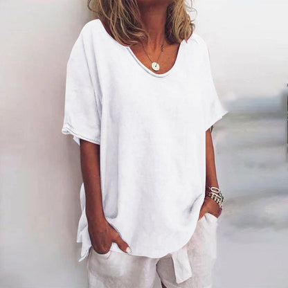 Classic Short Sleeve Blouse Women Loose Fit Timeless