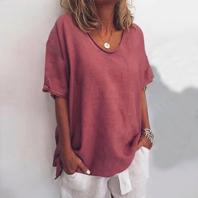 Classic Short Sleeve Blouse Women Loose Fit Timeless
