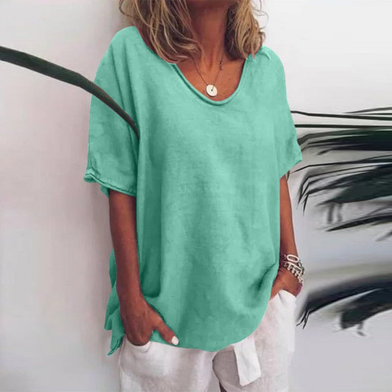 Classic Short Sleeve Blouse Women Loose Fit Timeless