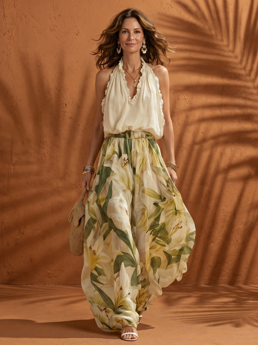 Floral Halter Two-Piece Set
