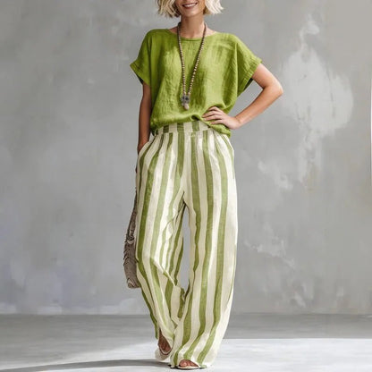 Relaxed Linen Feel Two-Piece Set
