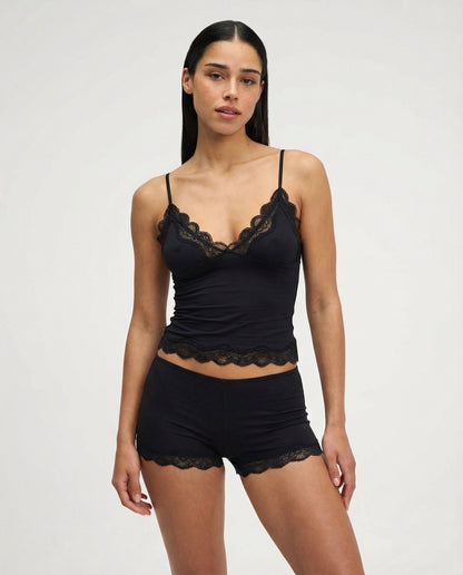 Elegant Women's Loungewear Set with Lace Trim