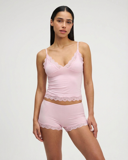 Elegant Women's Loungewear Set with Lace Trim