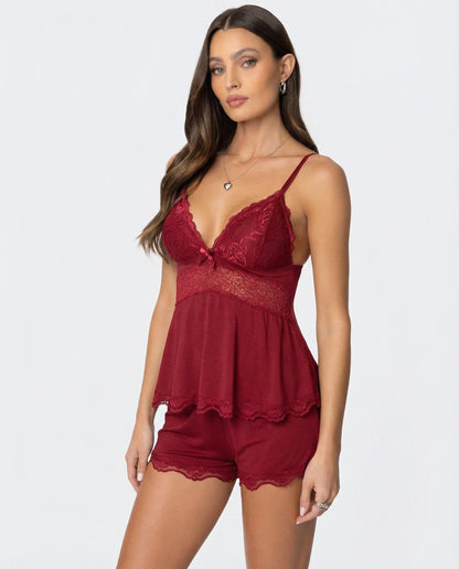 Elegant Lace Trim Women's Cami Set