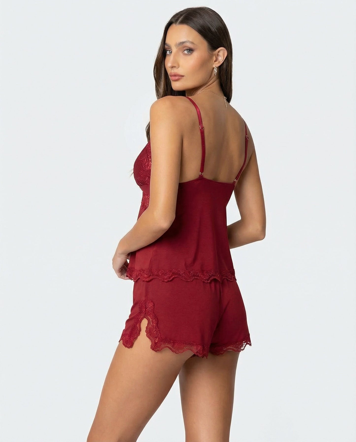 Elegant Lace Trim Women's Cami Set
