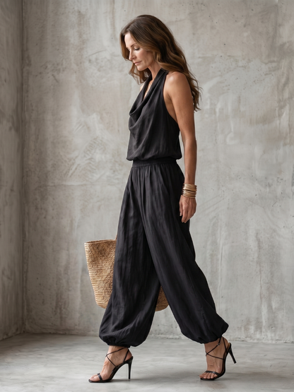 Draped Neck Two-Piece Set