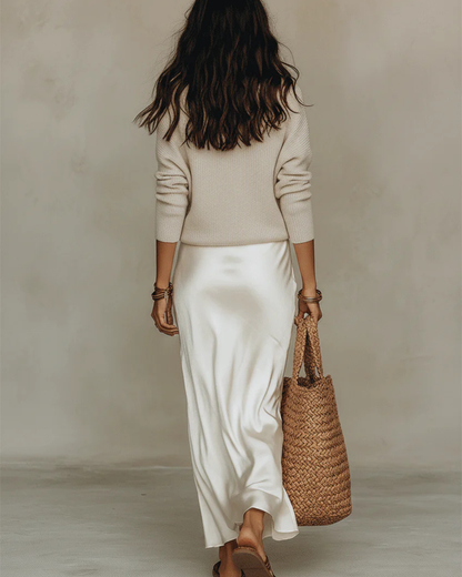 Elegant and sophisticated V-neck sweater dress set