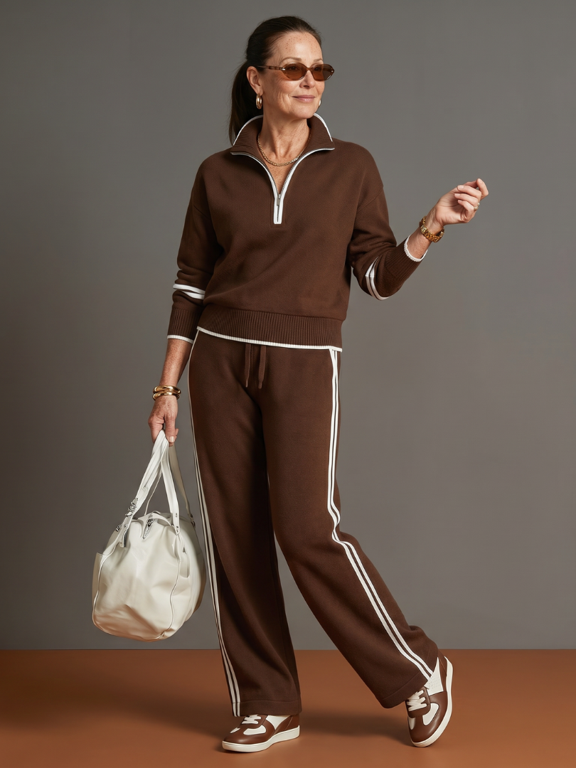 Zip-Neck Knit Lounge Set