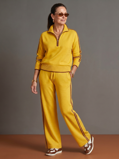 Zip-Neck Knit Lounge Set