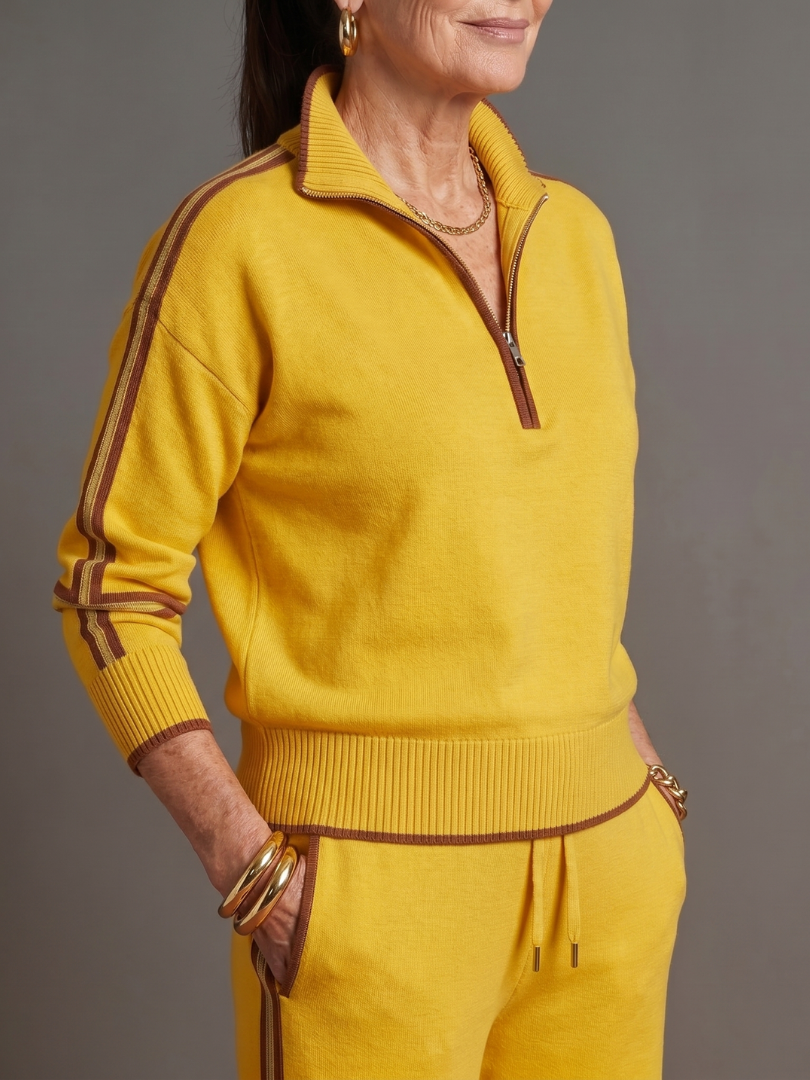 Zip-Neck Knit Lounge Set