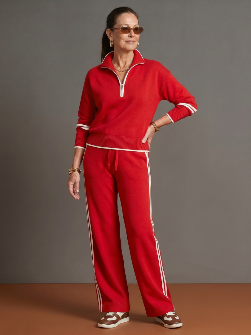 Zip-Neck Knit Lounge Set