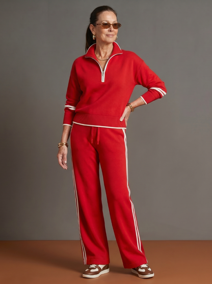 Zip-Neck Knit Lounge Set