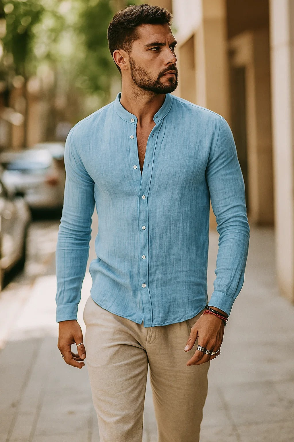 Men’s Linen Feel Long Sleeve Shirt