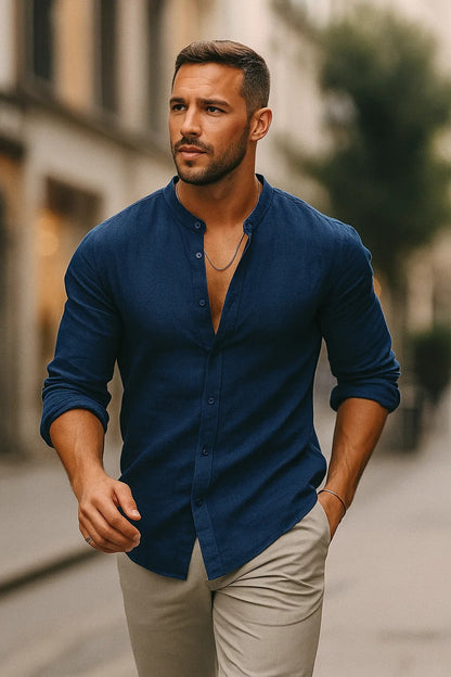 Men’s Linen Feel Long Sleeve Shirt