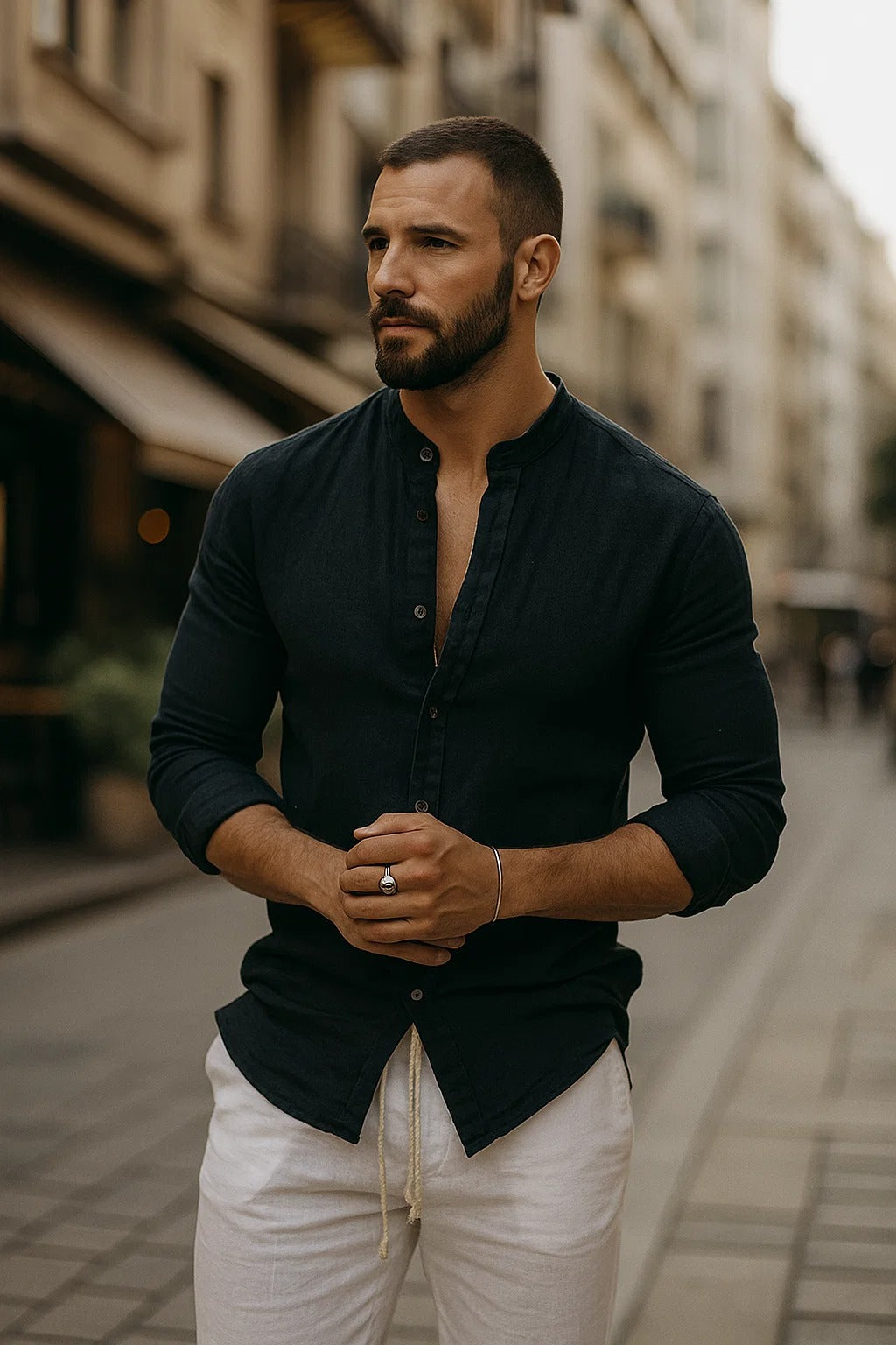 Men’s Linen Feel Long Sleeve Shirt