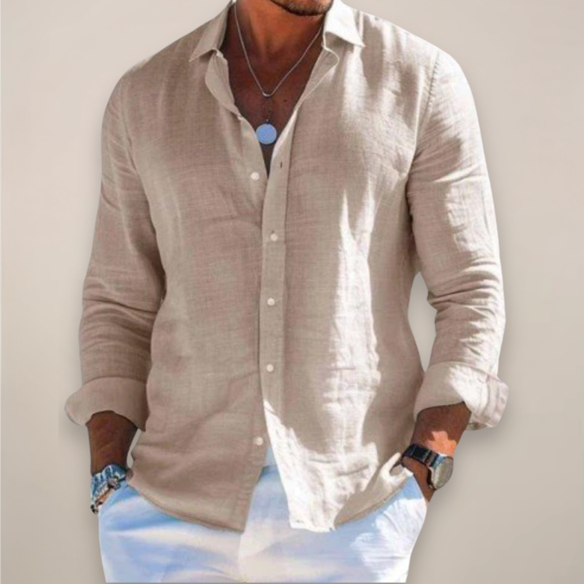 Men’s Linen Feel Long Sleeve Shirt