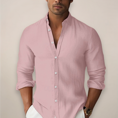 Men’s Long Sleeve Band Collar Shirt