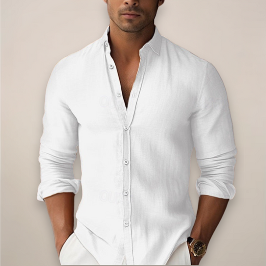 Men’s Long Sleeve Band Collar Shirt