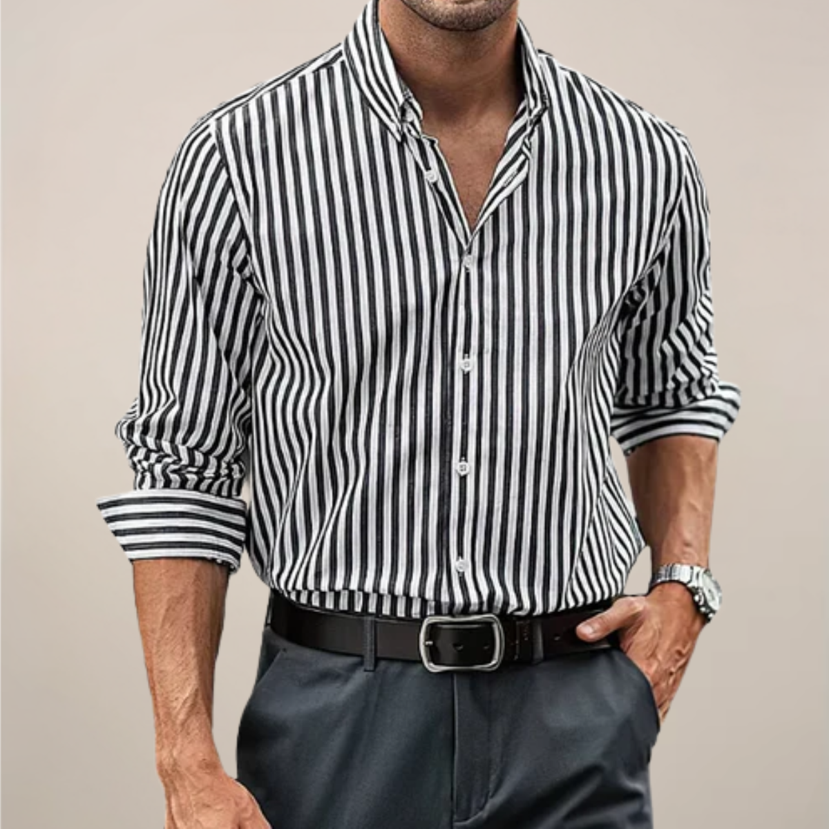 Men’s Long Sleeve Striped Shirt