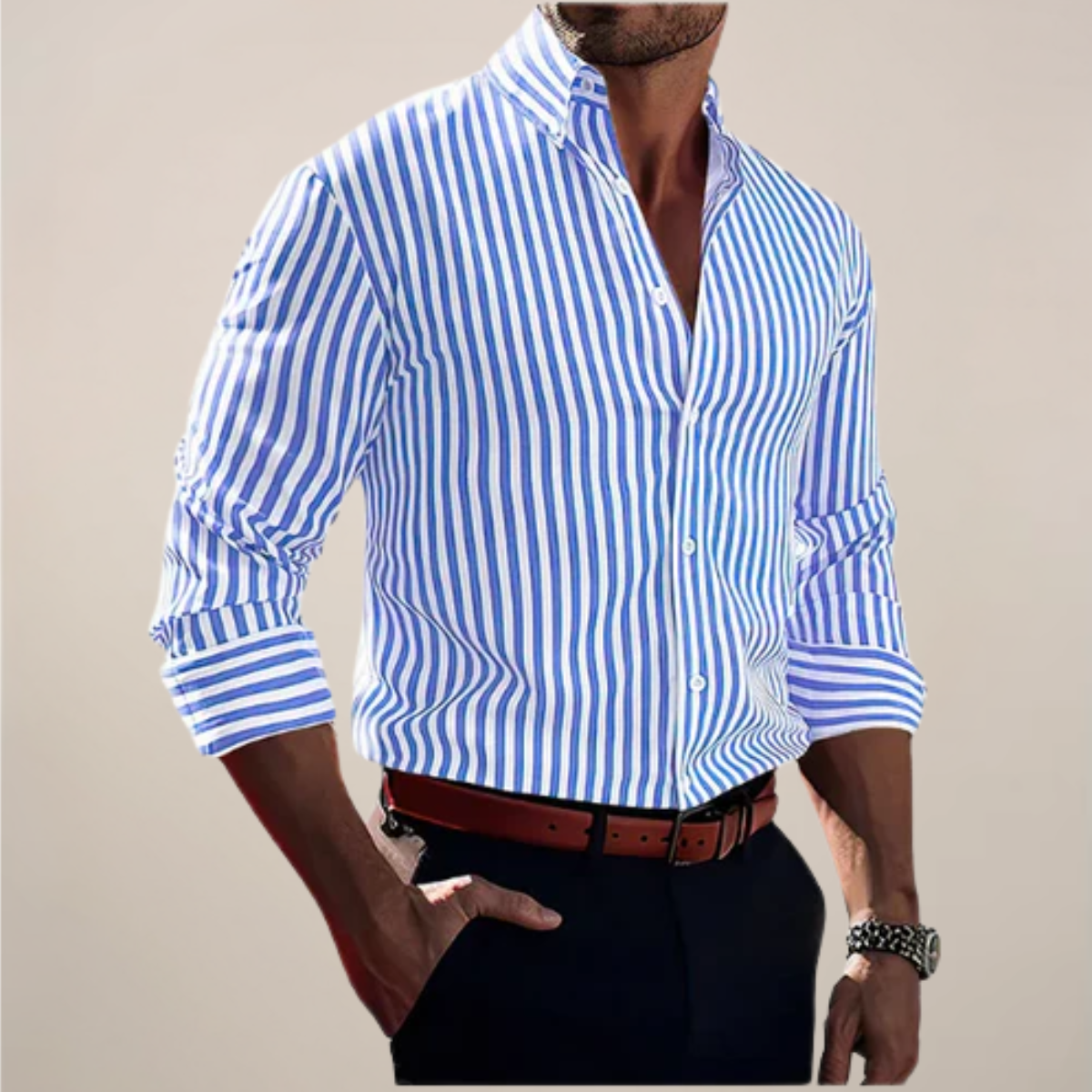 Men’s Long Sleeve Striped Shirt