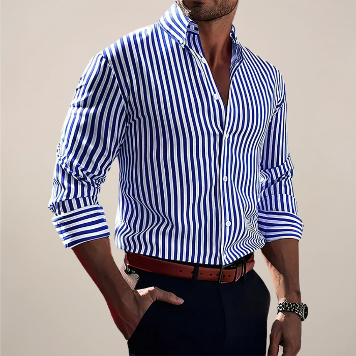 Men’s Long Sleeve Striped Shirt