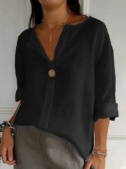 Women's Summer Blouse Airy With V-Neck And Button Detail